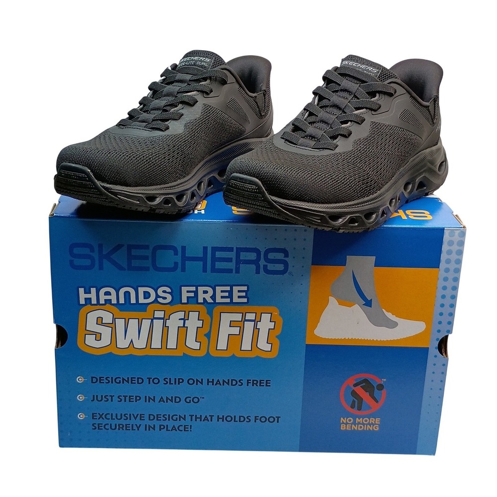 Skechers Swift Fit Glide-Lite Dual Men Size 12 Black Hands Free Slip On Sneaker
